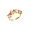 925 Sterling Sliver Rose Chalcedony & White Cz Beautiful Gemstone Ring