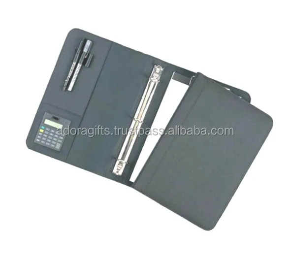 Leather Ring Binder With Memo Pad / Leather Conference Folder Ring