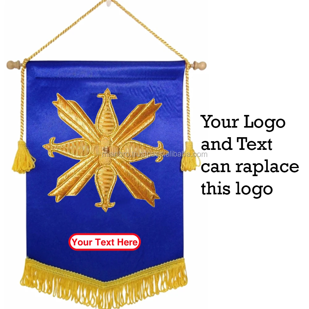 Custom Logo Monogram Hand Embroidery Bullion Embroidered Pennants