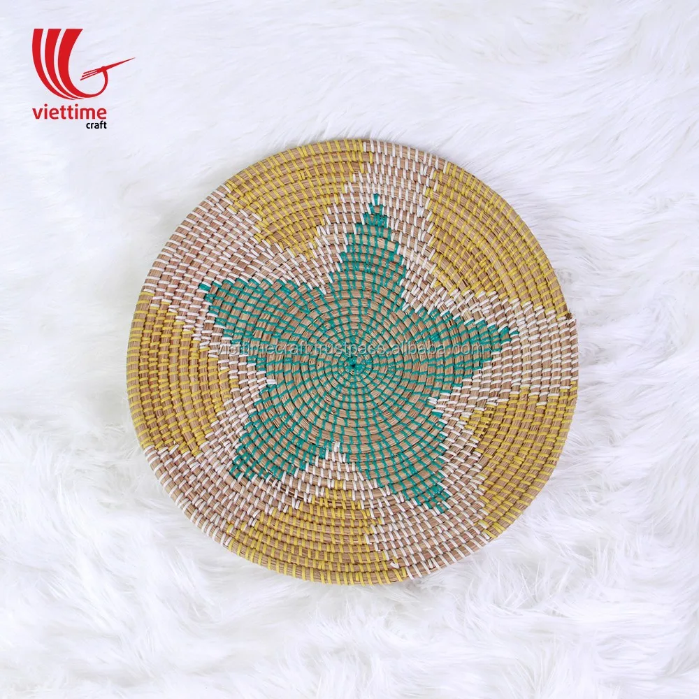 Petal Pattern Straw Placemat/ Green Border Woven Seagrass Placemat Buy Woven Straw Placemats