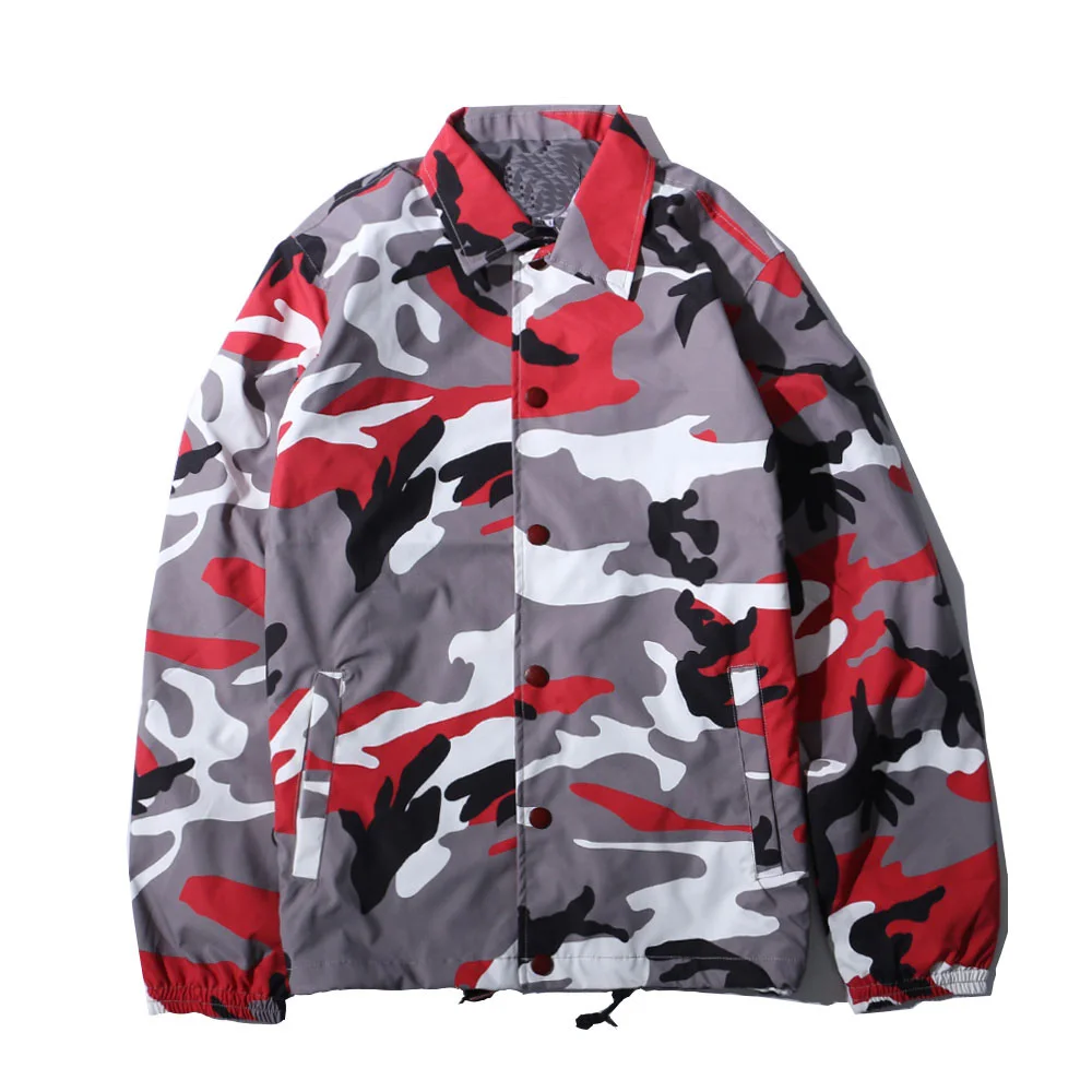 Custom Made Mens Street Camo /black Nylon Coaches Jacket Wholesale With Your Brand Logo At