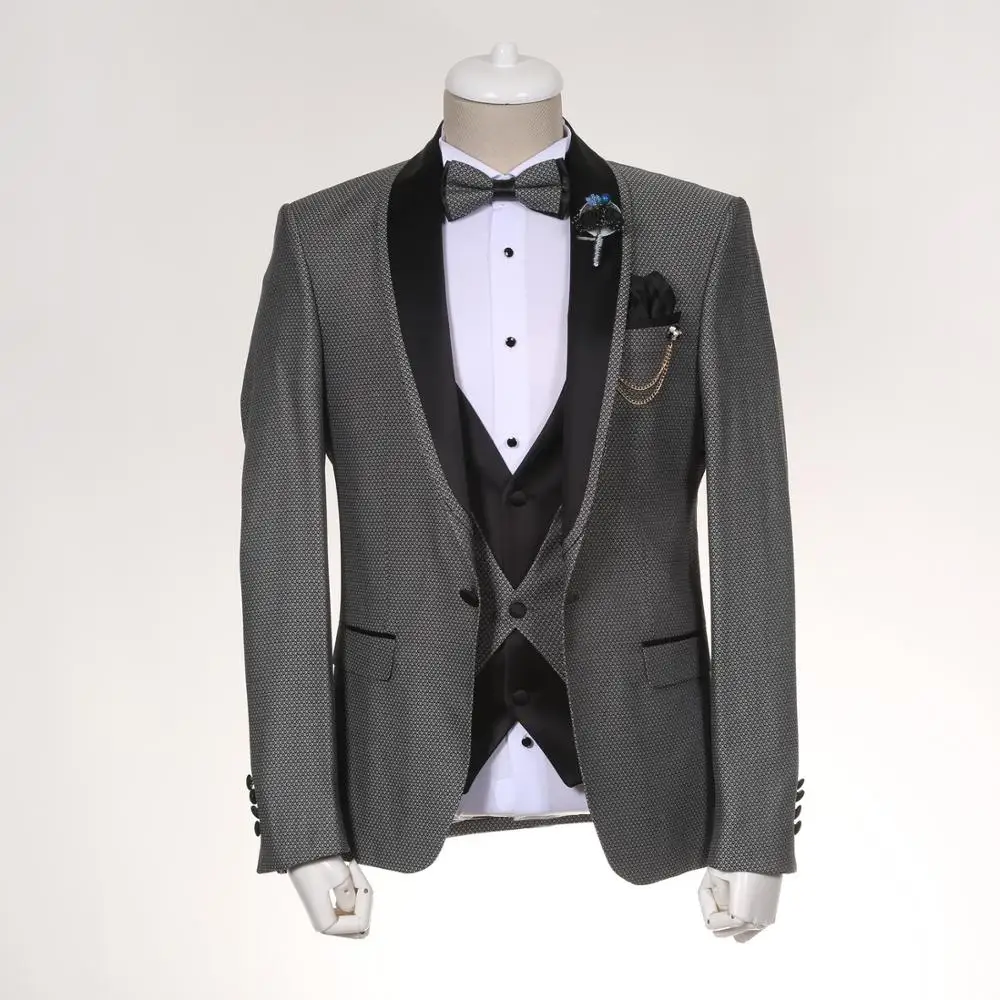 
Hot Selling slim Business Mens Suits 3 Pieces (Jacket+Pants+vest) Wedding Tuxedos Groomsmen Best Man Formal Suit for Men 