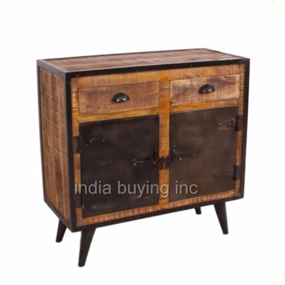 Vintage Indian Iron Wooden Round Leg Sideboard Cabinet Buy