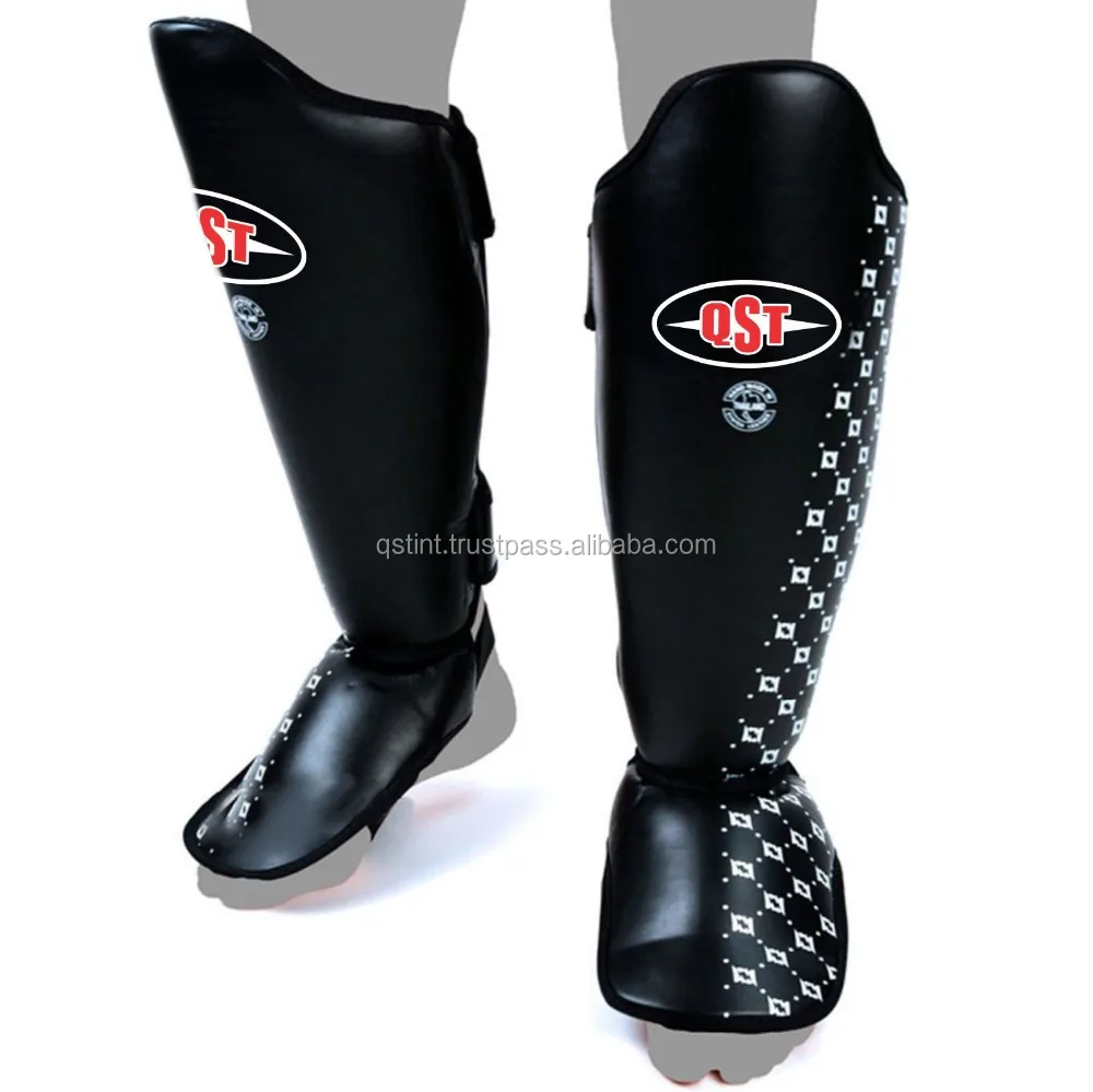 SHIN GUARD INSTEP PADS MMA UFC FOOT LEG-KICK GUARD MUAY THAI BOXING LEATHER
