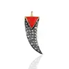 925 Sterling Silver Pave Diamond Coral Claw Charm Pendant