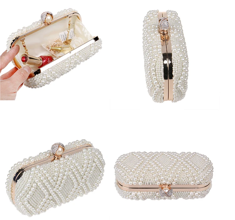  Factory-direct luxury vintage purses evening with pearl handmade lace evening bags wedding style