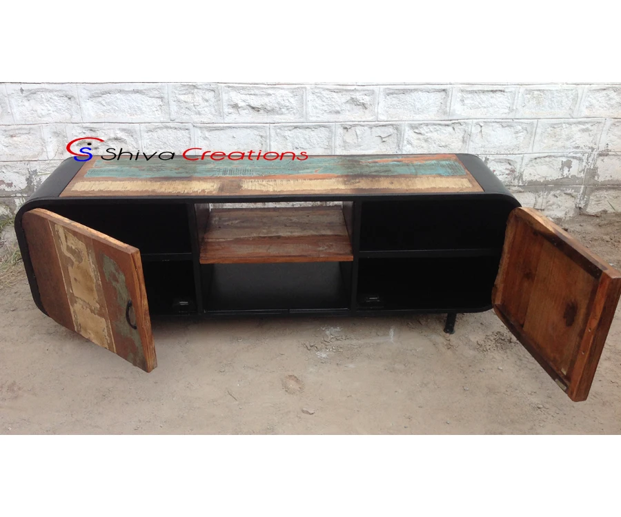 Metal Reclaimed Wood Tv Stand Entertainment Center Console Cabinet Metal Reclaimed Wood Tv Stand