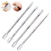 Cuticle Pushers Beauty Manicure Tools Set 4 Pcs Stainless Steel Nail Files Satin Polish Finished Double Ended Nail Tools
