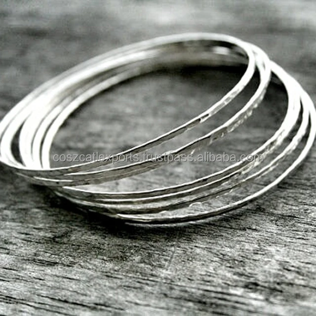 Bracelets Silver Bangle Set Simple 