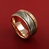 CUSTOM HANDMADE PRECIOUS DAMASCUS STEEL RING WITH COPPER INLAID