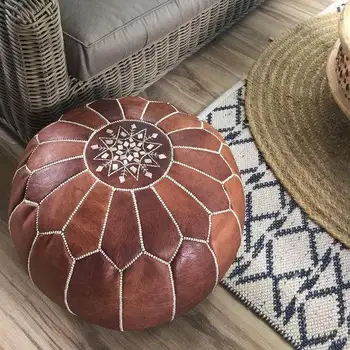 Handmade Ottoman Moroccan Pouf Leather Authentic Handmade Ottoman Moroccan Pouf Leather