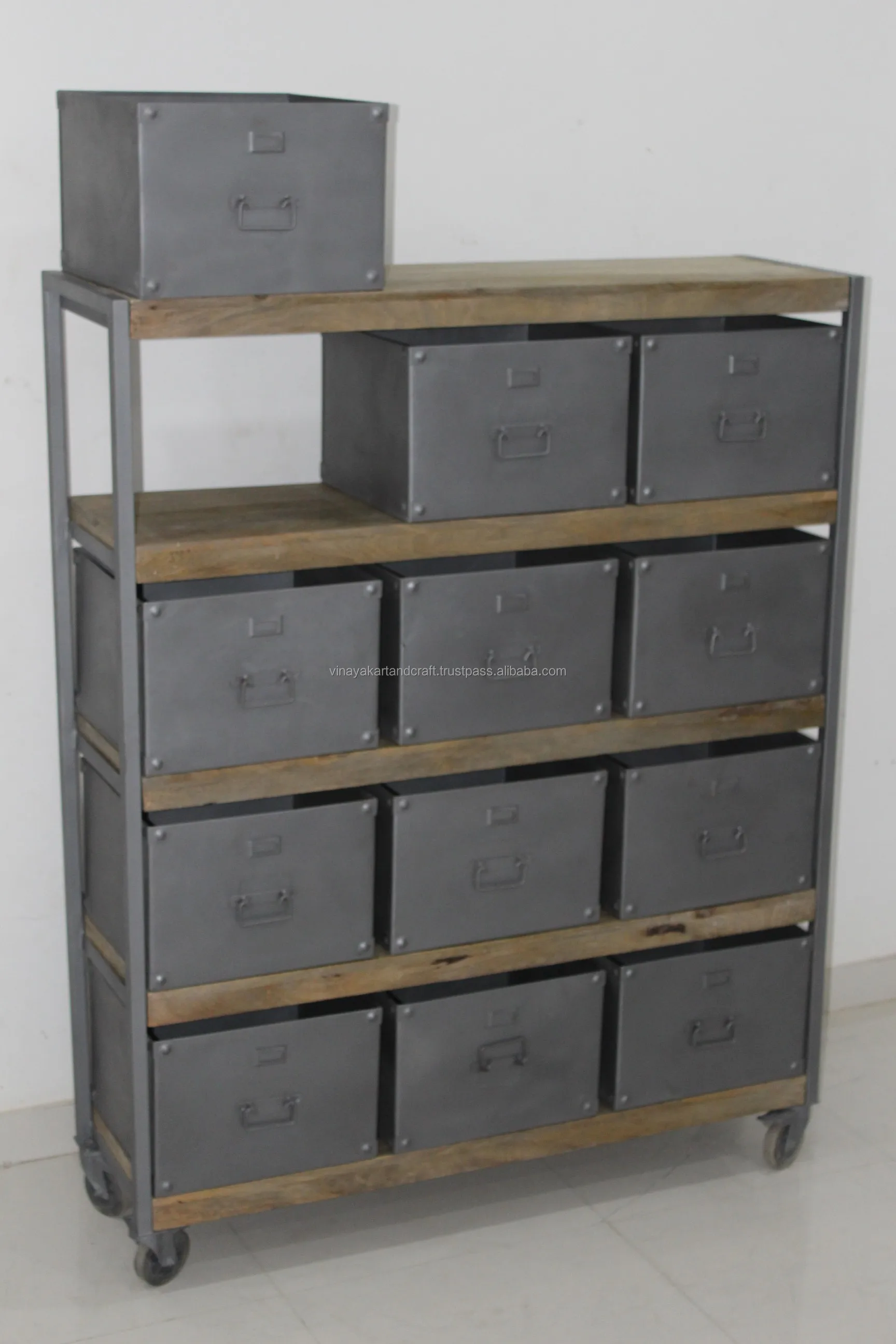 Vintage Industrial Metal Cabinet With Multi Drawer Retro Style