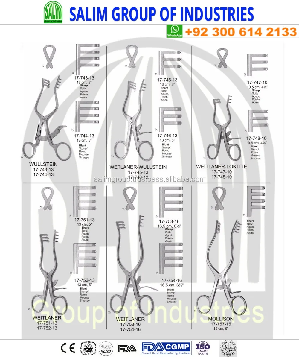 Milligan Self Retaining Retractors & Plester Self Retaining Retractors 