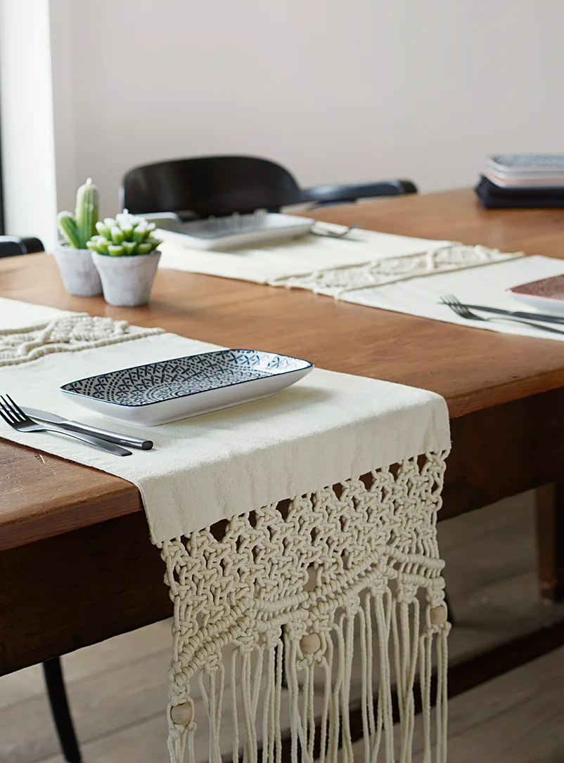 Taplak Meja Macrame Untuk Dekorasi Meja Buy Cotton Macrame Table Runner