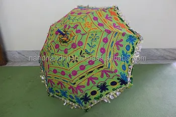 Indian Handmade Cotton Parasol Embroidered Decorative Umbrellas Sun