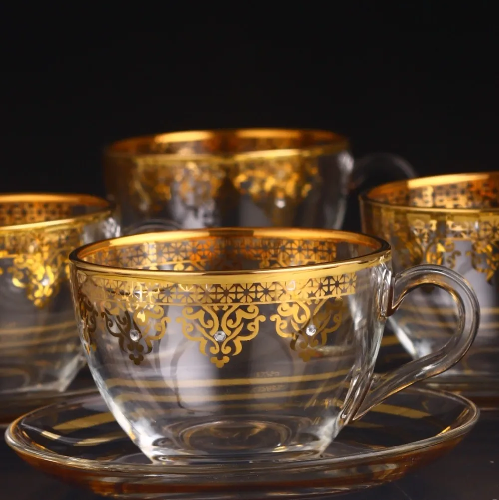 Gold Espresso Size Turkish Coffee Cups Set For Six Person Buy Crystal
