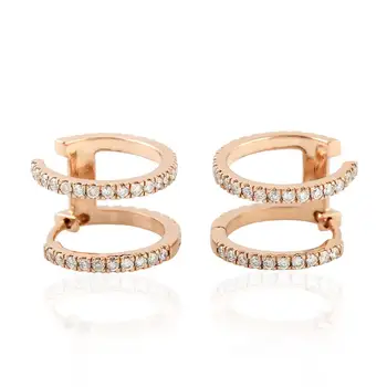18kt Rose Gold Hoop Earring Women Pave Diamond Handmade Jewelry 18kt Rose Gold Hoop Earring Women Pave Diamond Handmade Jewelry