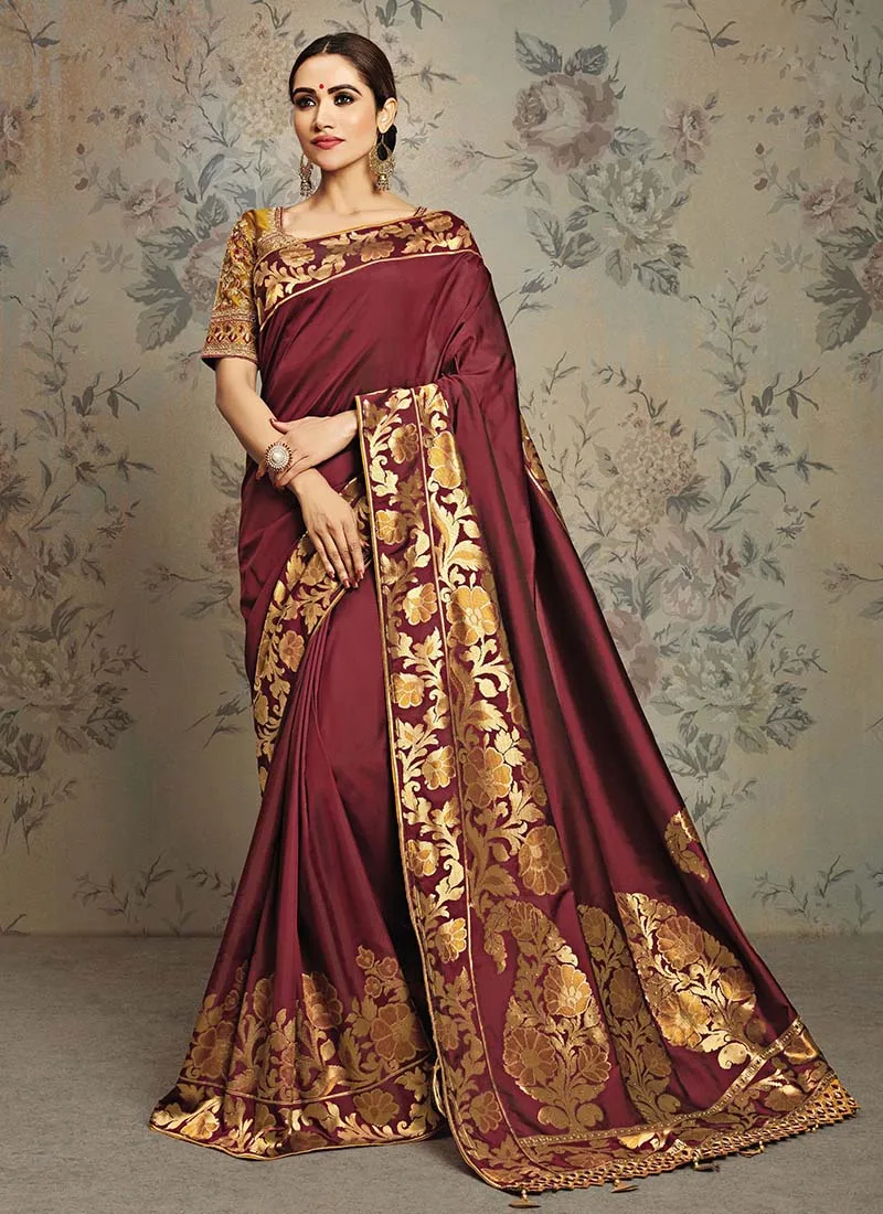 提花丝绸婚纱穿新的设计师线程刺绣工作莎丽系列 - buy 提花丝绸纱丽