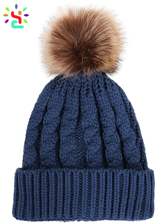 Sublimation Beanie Hat Pom Pom Beanie Custom Logo Hat Cap With Top Faux