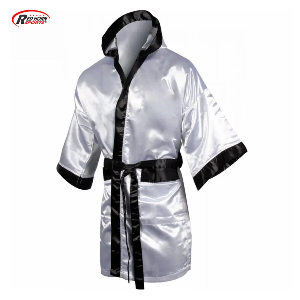 Satin Sports Boxing Robe With Hood,Custom Logo Robes By Red Horn Sports