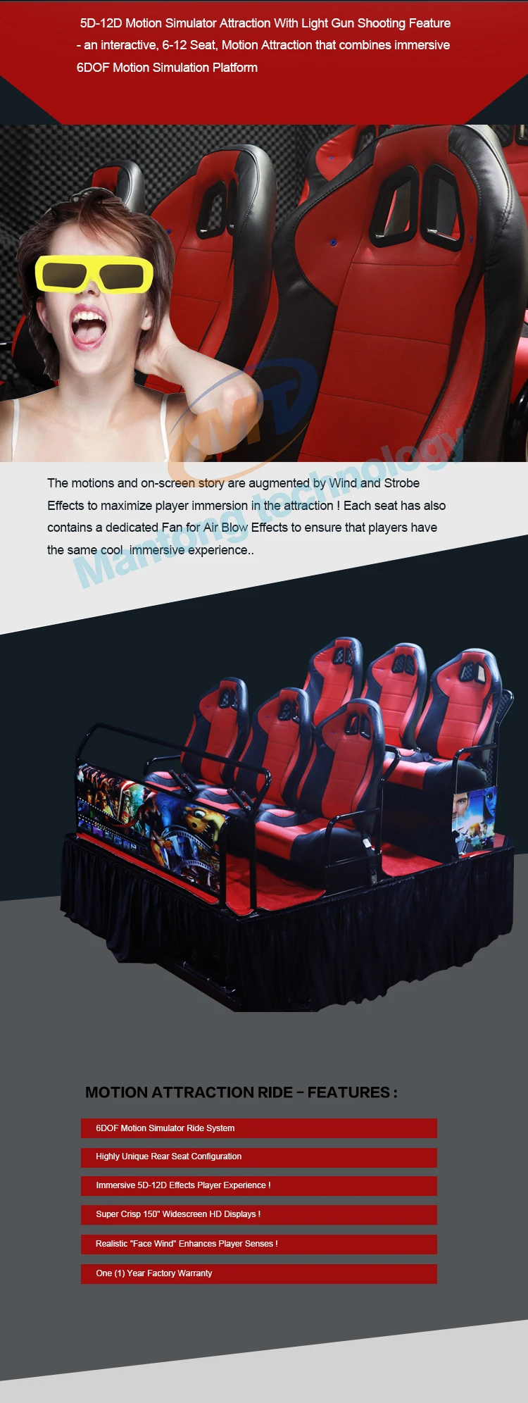 Professional Home Theater Virtual Reality Chair Game 7D Cinema Simulator For Amusement Park