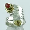 Designer Two Tone Carnelian Stone Handmade 925 Sterling Silver Ring Wholesaler India