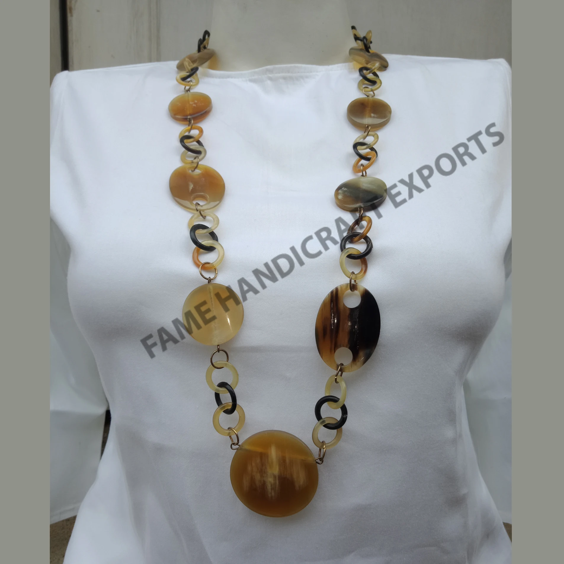 最优质的天然水牛角项链为妇女/牛吊坠项链/非洲项链 fhe-2002