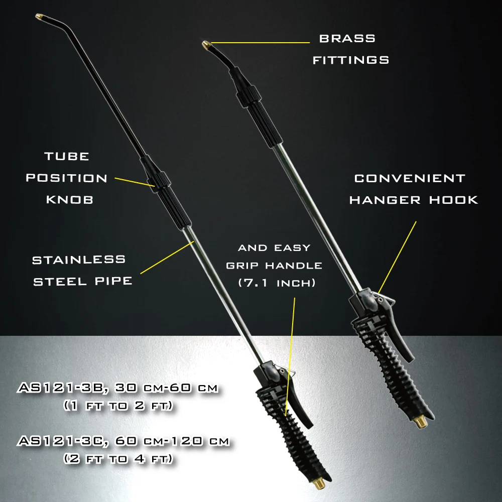 Industrial Air Gun Duster Blow Extensible Tube High Volume LEMATEC Pneumatic Air Dust Gun