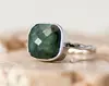 hot sale Raw Emerald Ring Sterling Silver May Birthstone Ring Gemstone Green Stone Stacking Cushion Cut Statement Ring