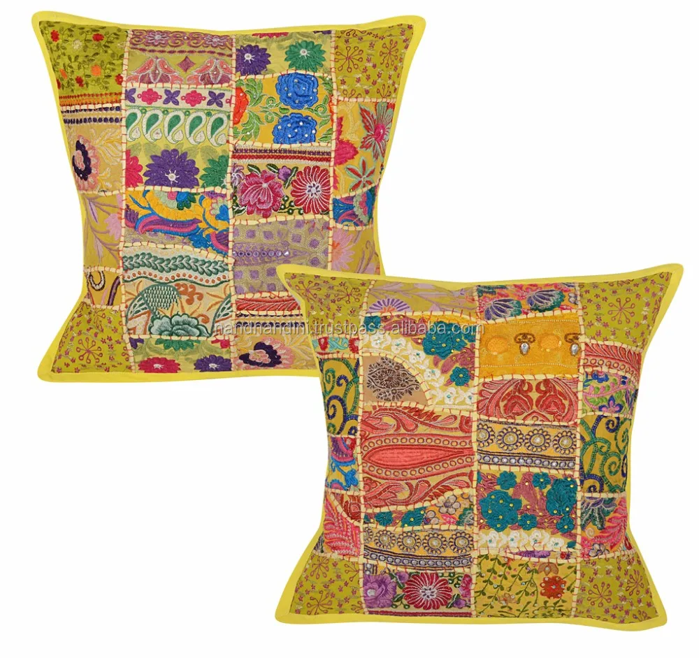 Home Decorative Designer Ethnic Sofa Indian Cushion Cotton Throws Couch