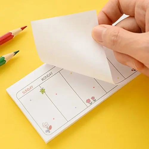 30 Sheets/Set Cute Weekly Plan Sticky Notes- Page Flag Markers Bookmarks - Post-it Self-Adhesive Note - Office Memo Note - Stone Memo Pad Gifts School Supplies ( Random Style )