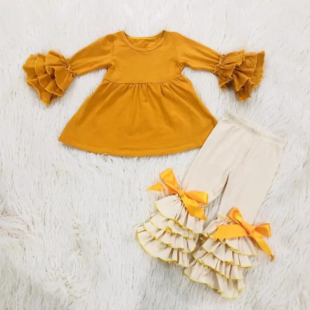 Latest Design Kids Children Cotton Clothing Sets baby Girls Boutique Autumn Winter Clothes