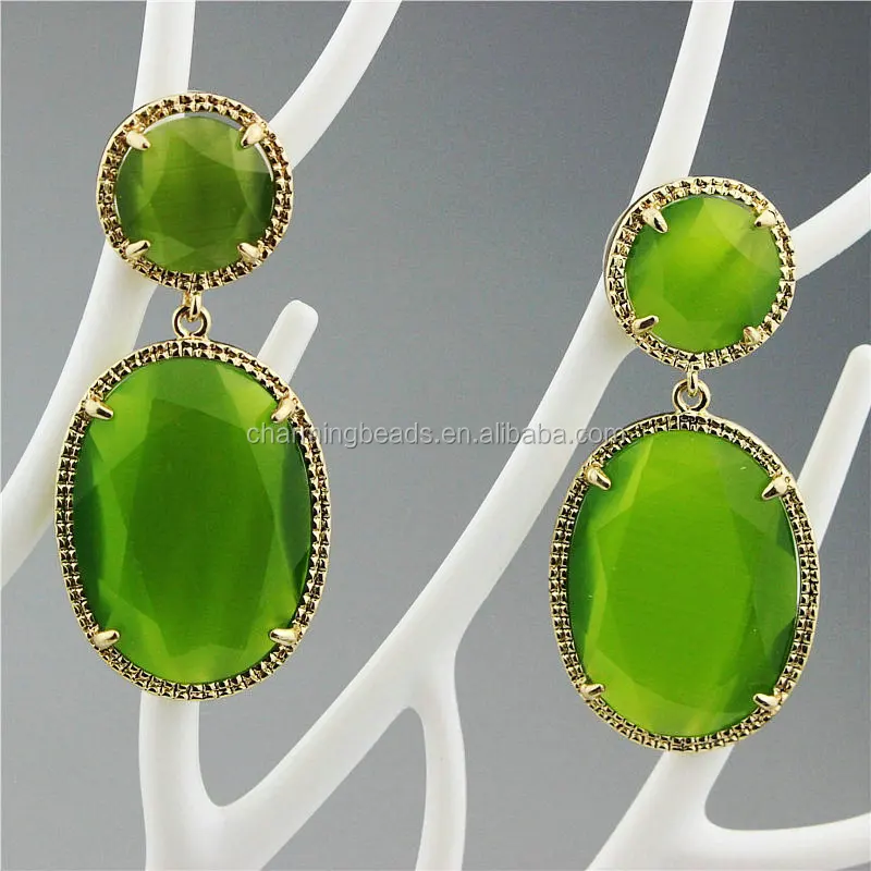 CH-ZSE0295 rhinestone stone pendant earring,pave crystal pearl stud earring,fashion cat eye stone earring jewelry
