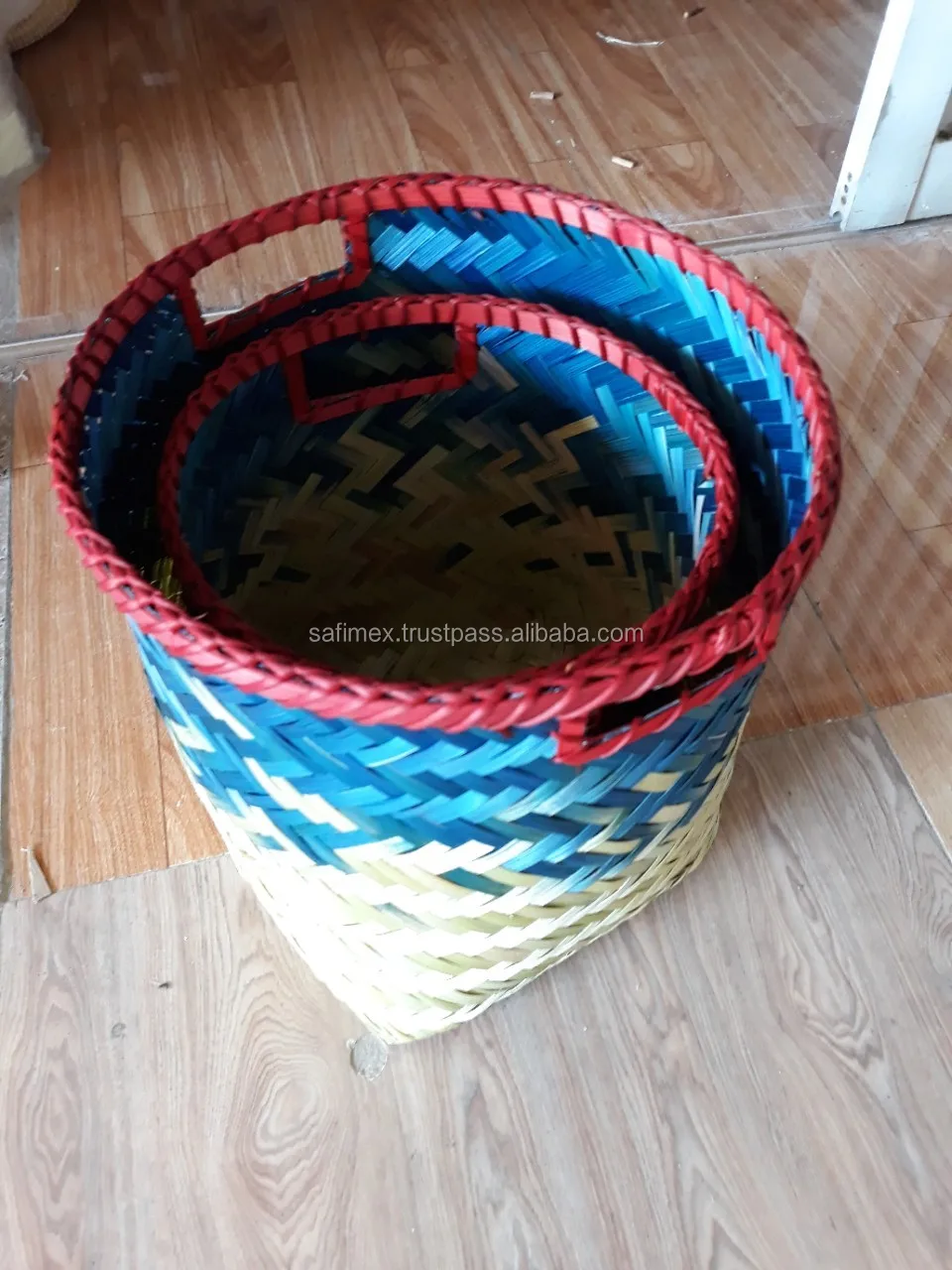 Bamboo Basket Weaving Bamboo Fruit Basket With Mesh Cover