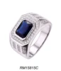 Wholesale Retail High Quality Polish 925 Silver Rhodium plated with Octagon Shape 5A Cubic Zirconia Invisible Setting Men Ring