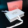 White ribbon closure custom wig packaging with logo