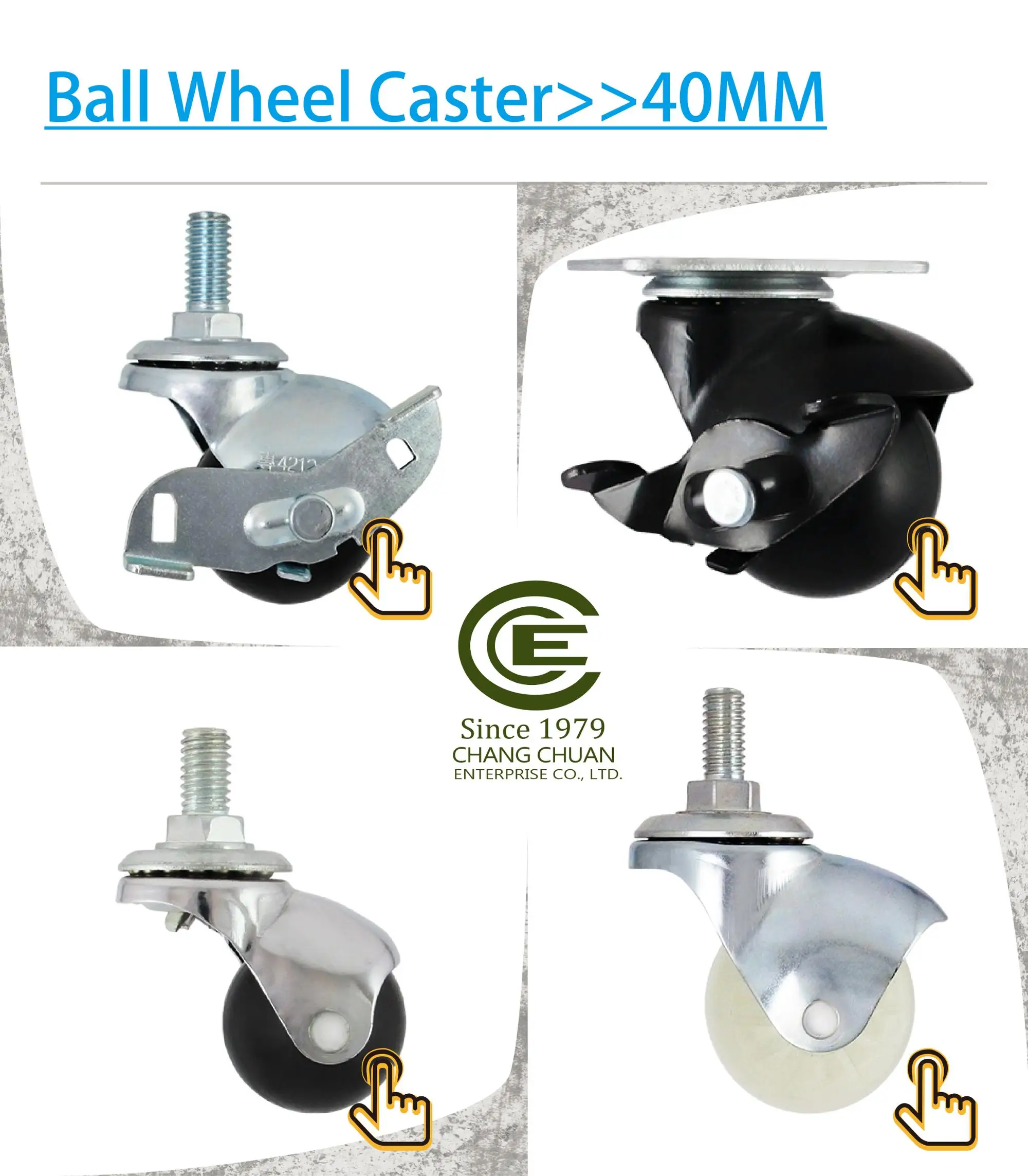 Cce Caster 40mm Solid Hard Rubber Ball Cover Caster Wheels Buy Best