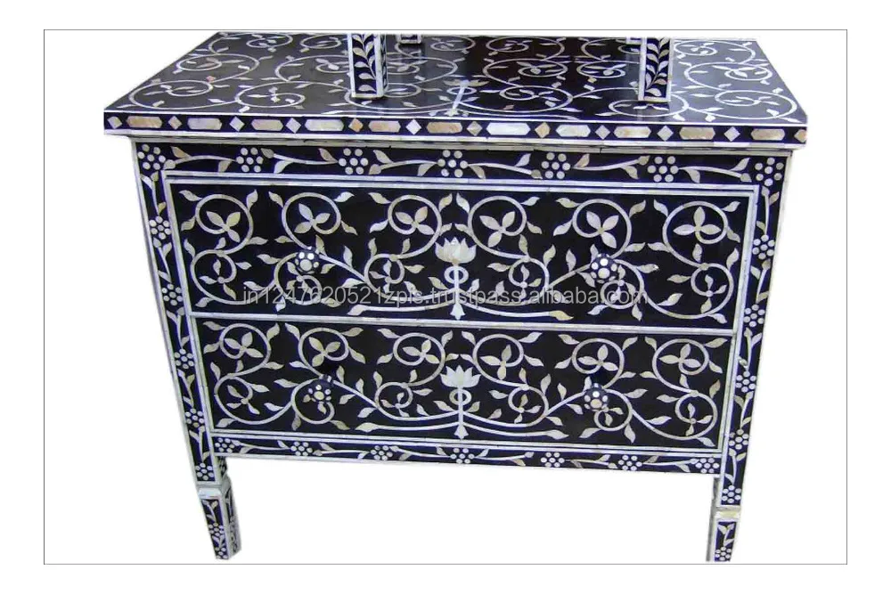 Contemporary Black Mother Of Pearl Chest Of Drawers Buy Teak
