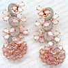 Long Designer Indian Rose Copper Plated Latest Model Fashion Design Hanging CZ Stone Dangling Earrings