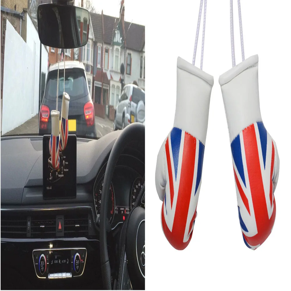 CAR Mini Boxing Gloves Pair SCOTLAND Flag Rear Mirror Hanger Hanging Accessory 