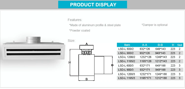 HVAC Aluminum Supply Linear Air Diffuser with Plenum Box