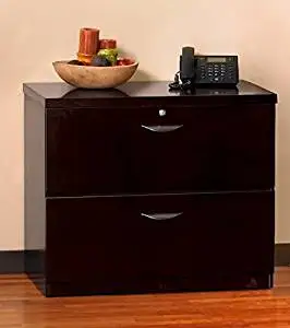 Mayline Mira Two Drawer Lateral File Dimensions: 34 5/8"W X 24"D X 29 3/8"H Security Lock Included - Espresso