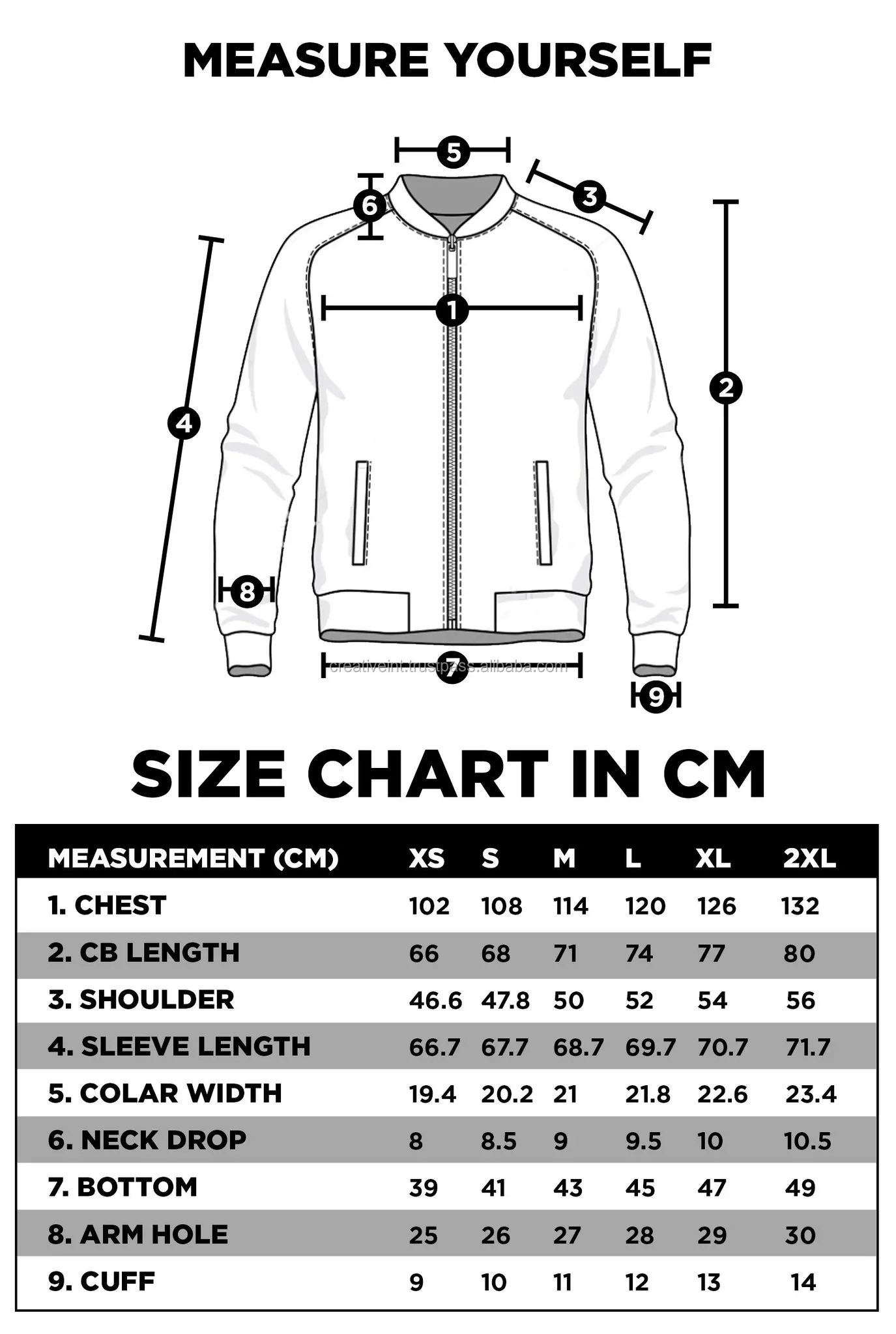 Mens Sweatshirt Size Chart