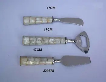 Mother Of Pearl Handle Cheese Knife Er And Bottle Opener Mother Of Pearl Handle Cheese Knife Er And Bottle Opener Made In Steel With Mirror