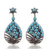 Turquoise & Ruby Diamond Filigree Earrings