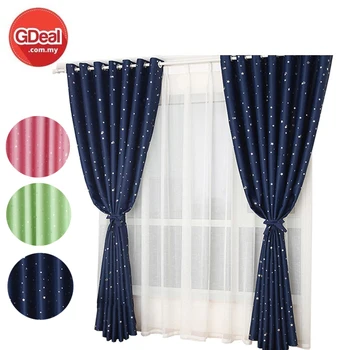 Korean Style Beautiful Sky Star Patterned Curtains Blackout Drape
