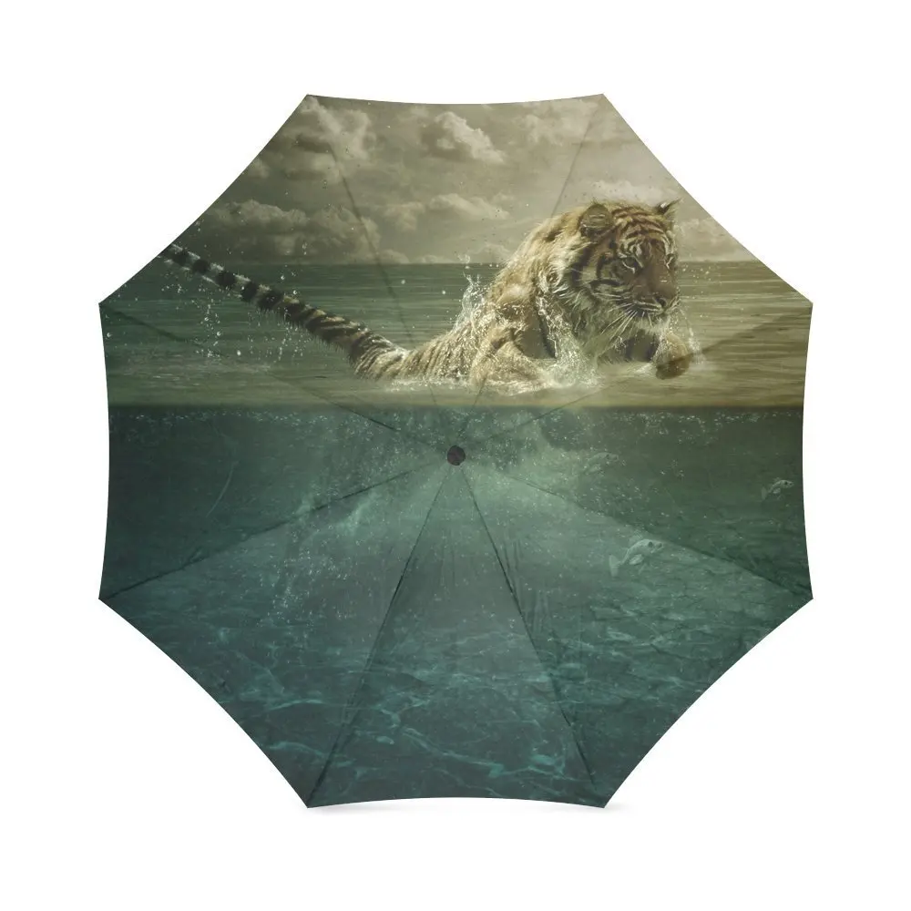 Wokfox Red Heart Tree Custom Fashion Folding Travel Umbrella