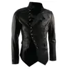 Button, zip opening mens fashion jacket wholesale side pockets Cowhide, Buffalo faux leather mens leather jackets