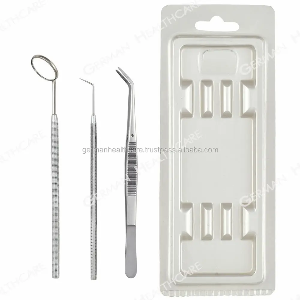 Dental Examination Kit Of 3 Pieces,1 College Tweezer,1 Mirror Handle