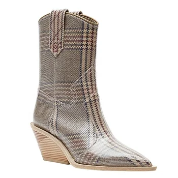 womens checkered boots